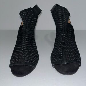 Tahari Black Perforated Open-Toe Heels